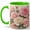 Green, variant on Pink Rose Bouquet 11oz Ceramic Mug, Romantic Floral Coffee Cup