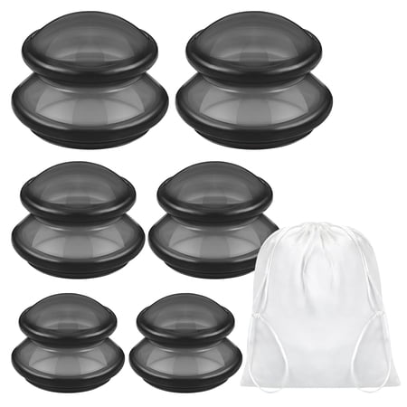 6 Pcs Cupping Jars Silicone Cupping Massage Therapy Cups Set for Muscle Soreness, Includes storage bag
