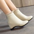 thumbnail image 1 of Zapatos de aumento de altura para mujer Botines de tacón de cuña de encaje de color sólido de moda casual Wmkox8yii sa2917, 1 of 3