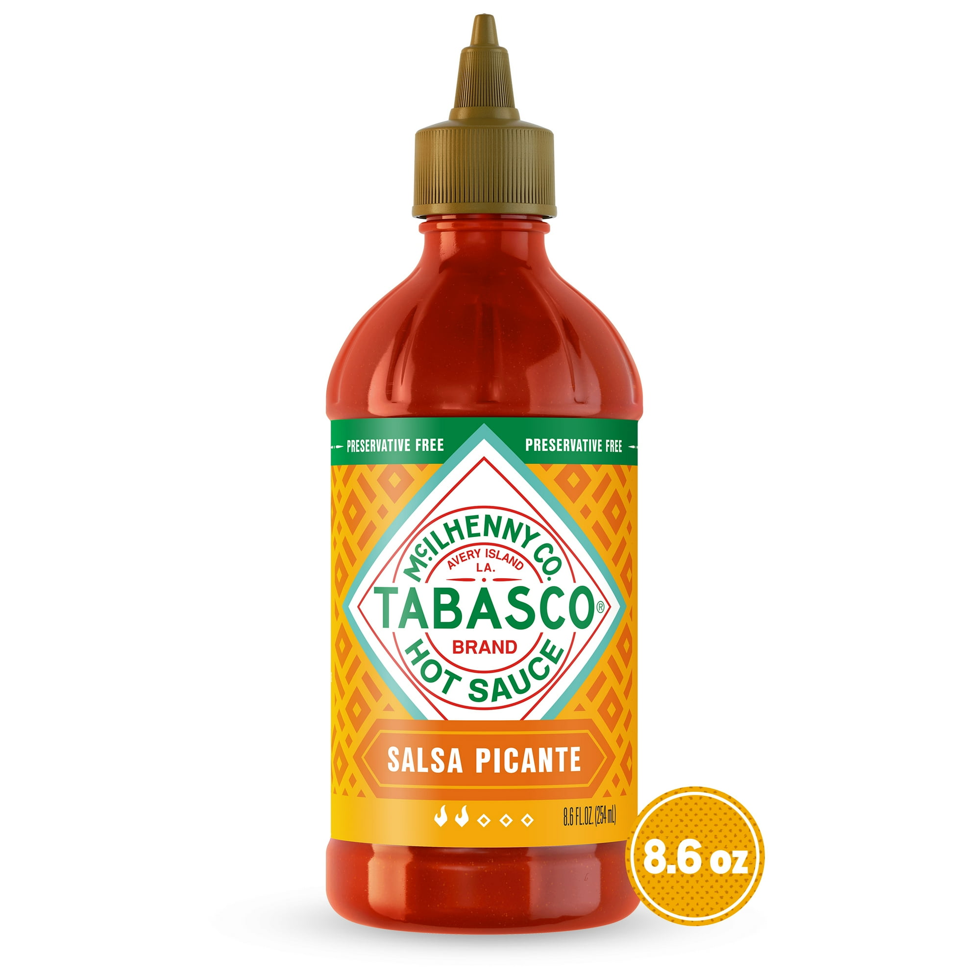 Tabasco Salsa Picante, Hot Sauce, 8.6 fl oz Regular Plastic Bottle, Gluten Free