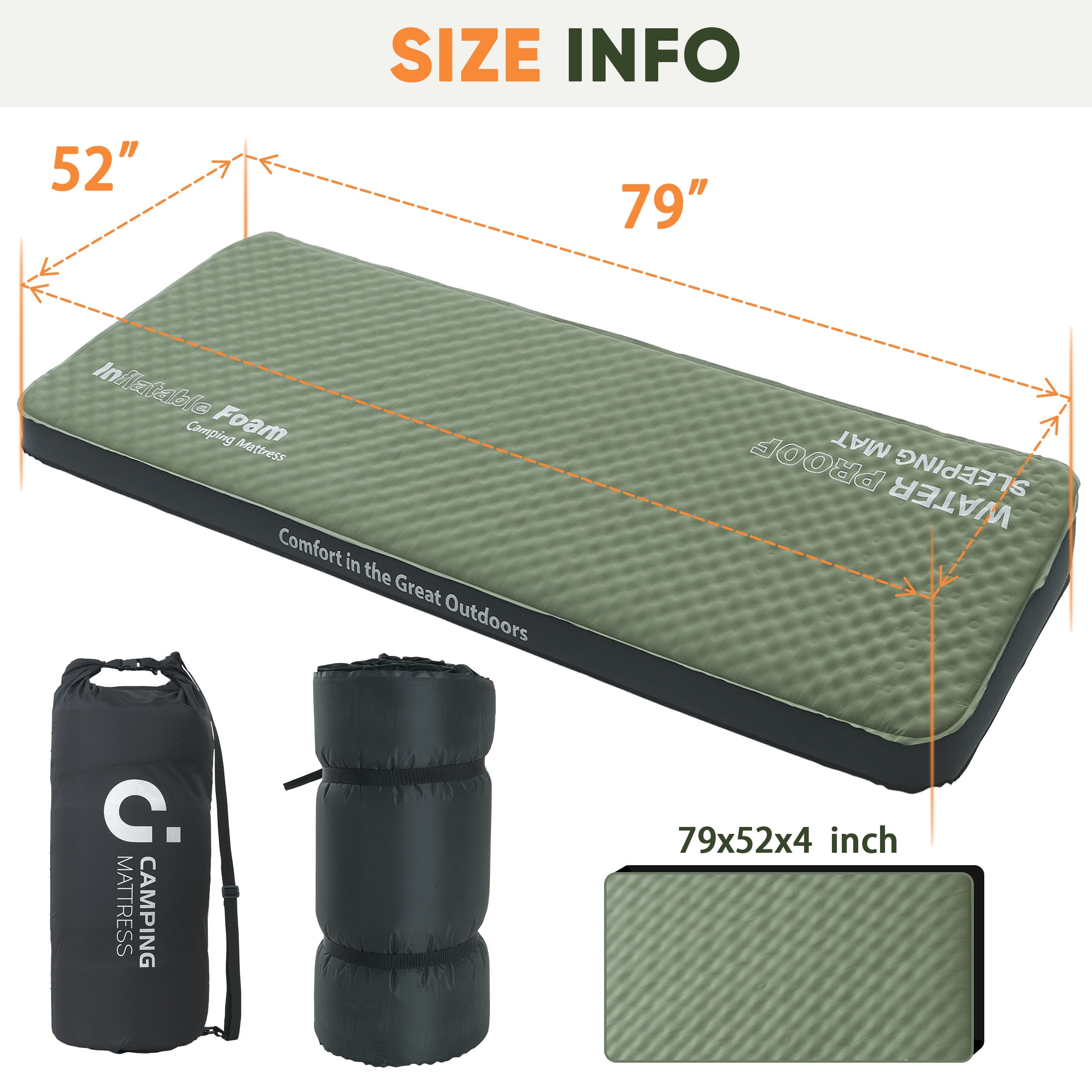 Tesla Model Y Self-Inflating Sleeping Pad - 4 Season Camping Mattress