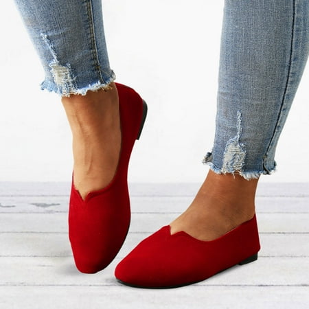 

〖Yilirongyumm〗 Red 42 Sandals Women Flat Shoes Slip On Shallow Mouth Simple Single Shoes Casual Shoes Work Shoes
