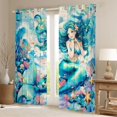 thumbnail image 2 of Feelyou Teal Fairy Mermaid Princess Curtains Pack of 2 (42x84 Each) for Kids Boys Girls, Starfish Marine Wildlife Curtains Blackout, 2 of 6