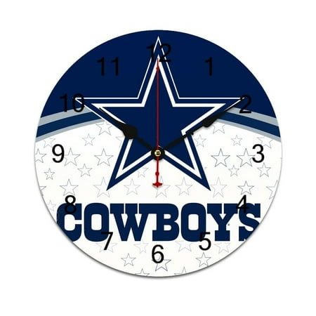 Football Cowboys Time Decorative Wall Clocks Round Large Wall Watch Bedroom Home Decor 10in