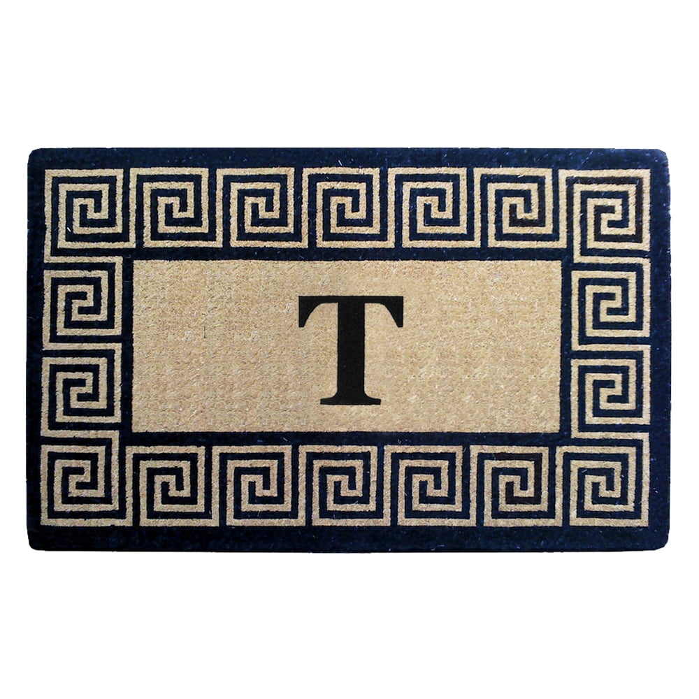 Greek Key 30" x 48" HeavyDuty Coir Doormat Monogrammed T
