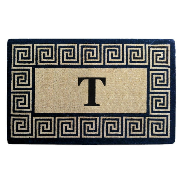Greek Key 30" x 48" HeavyDuty Coir Doormat Monogrammed T