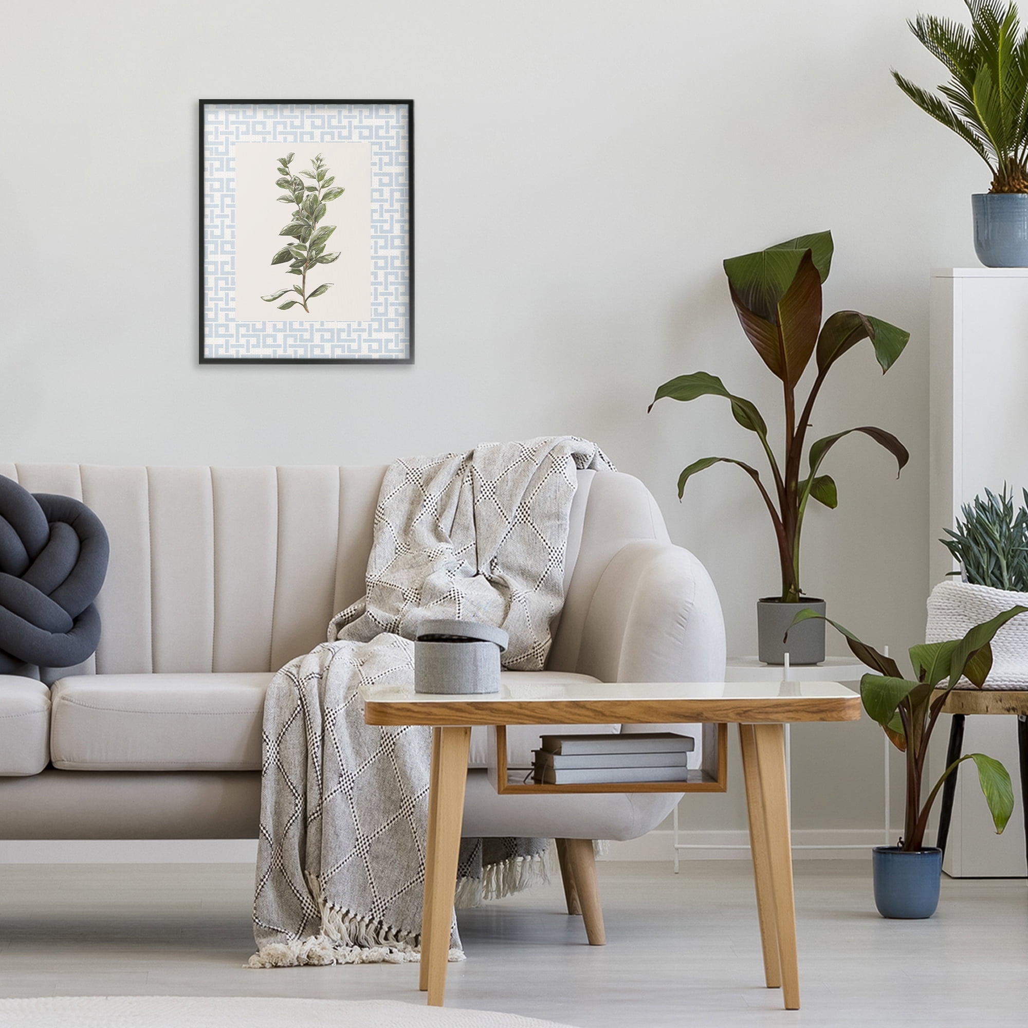 Stupell Industries Fresh Herb on Geometric Black Framed Giclee Art, design by Diannart