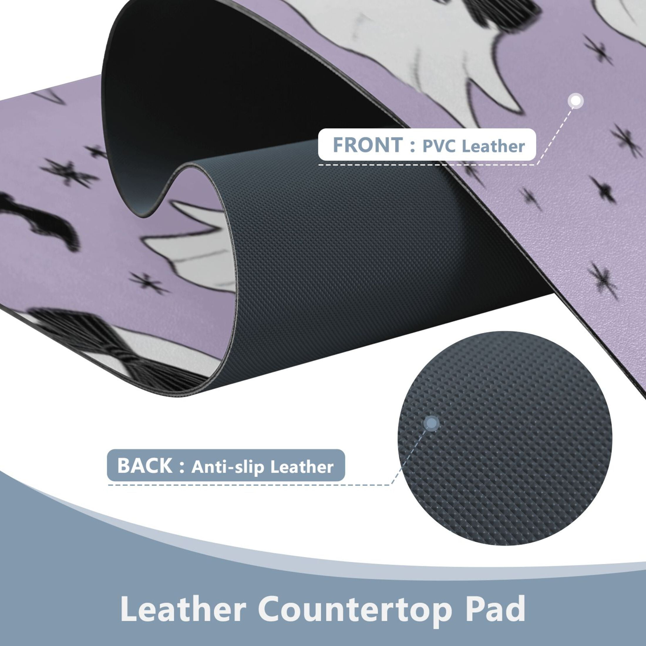 Leather Keyboard and Mouse Desk Mat Office Desk Accessories Protective Office Desk Decor Desk Pad Mat for Gaming, Work from Home, Office Ghost with A Bow Tie 23.6" x 47.2"