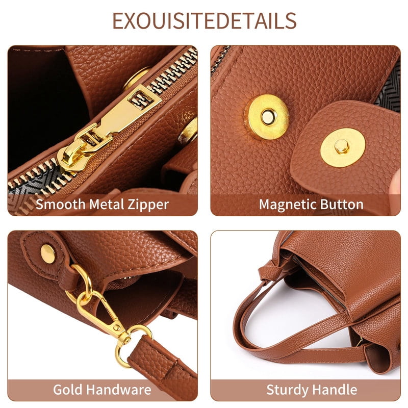 FALAN MULE Women’s Tote Bag Leather Crossbody Handbag Top Handle Satchel Purse with Adjustable Strap, Multi-Compartment Shoulder Bag