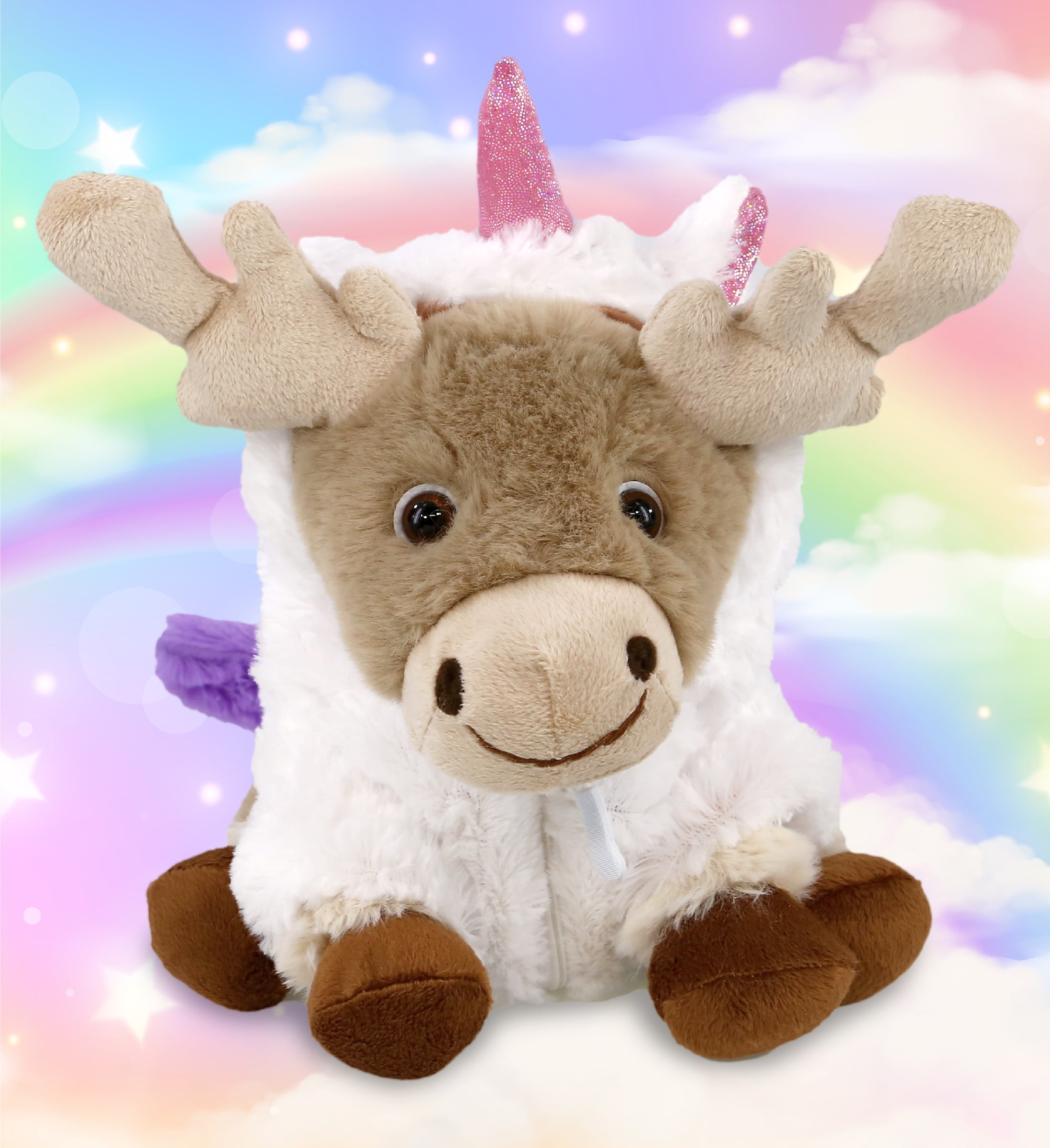 DolliBu Squat Reindeer Unicorn Plush Stuffed Animal Toy - Super Soft Reindeer Unicorn Dress Up with Removable Plush Unicorn Outfit, Cute Fantasy Wildlife Plush Gift for Kids and Adults - 8.5 Inches