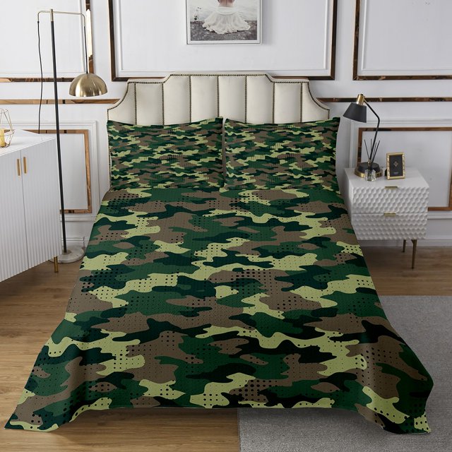 Erosebridal Ensemble de Couvre-Lit Militaire Simple, Ensemble de Literie Camouflage Moderne, Adolescents Adultes, 2 Pcs