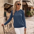 thumbnail image 3 of SUNBS Blouses for Women Casual Dressy Tops Crewneck Long Sleeve Shirts Pleated Clothes, 3 of 9