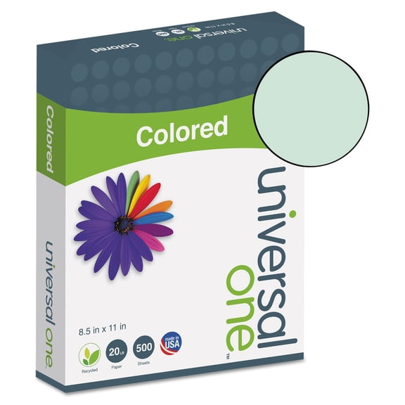 Universal 11203 Colored Paper, 20Lb, 8-1/2 X 11, Green, 500 Sheets/Ream