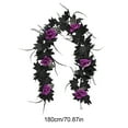 thumbnail image 3 of RBCKVXZ Black Garland Halloween, 5.9Ft Vines Maple Leaf with Purple Rose Flower for Fireplace Stairs Party Hanging Decor, 3 of 6