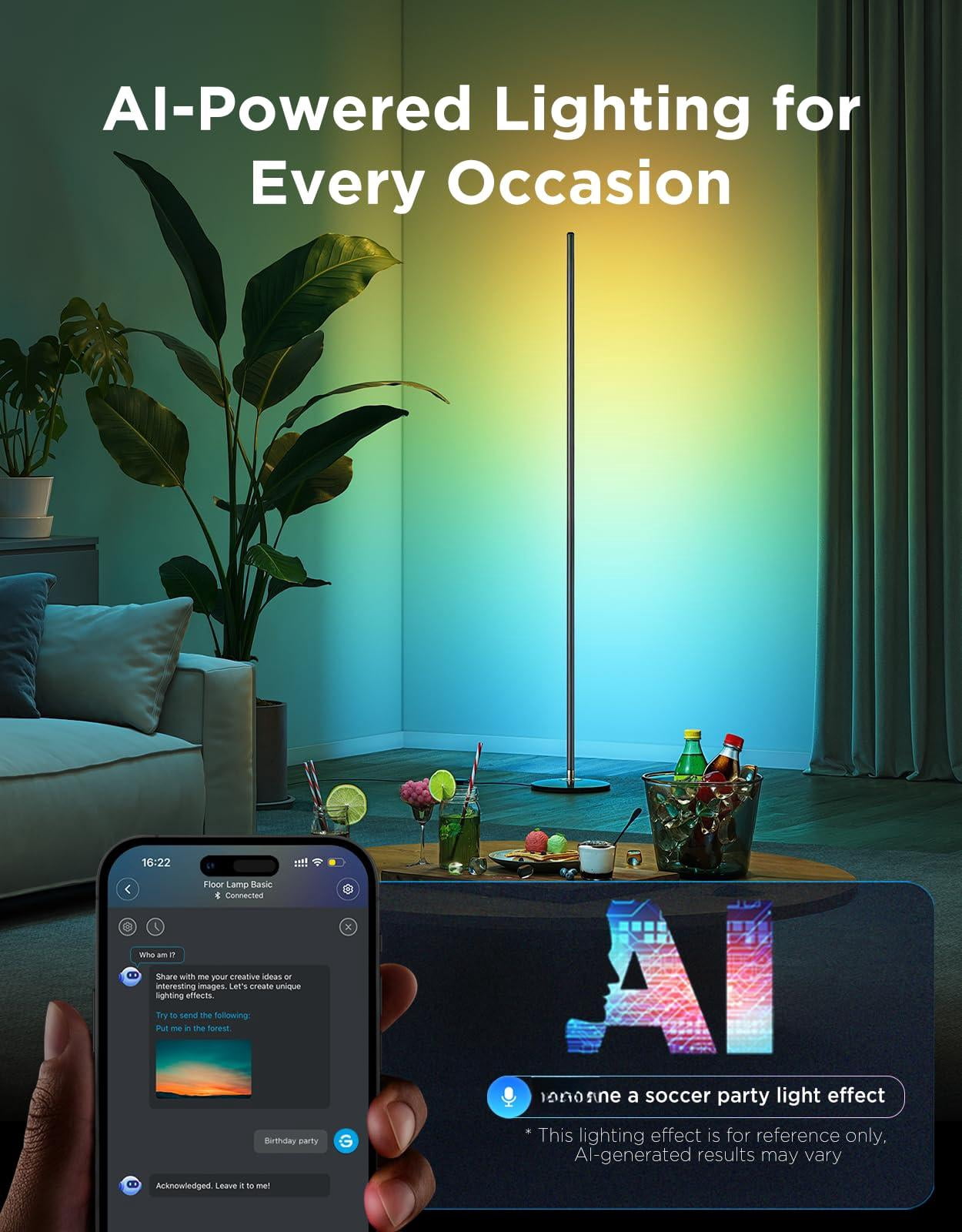 Govee Rgbic Floor Lamp Basic  1000lm Led Corner Compatible With Smartthings Alexa And Matter Modern Music Sync 16 Million Diy Colors Standing For Bedroom Living Room