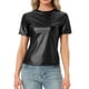 thumbnail image 1 of INSPIRAR CHIC Blusas de fiesta brillantes de manga corta texturizadas metálicas para mujer L Negro, 1 of 6