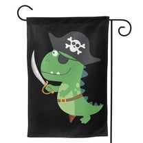 Pirate Dinosaur Garden Flag 12.5"X18" Outdoor Indoor Garden Decor Porch Banner Sign With Grommets Uv Fade Resistant