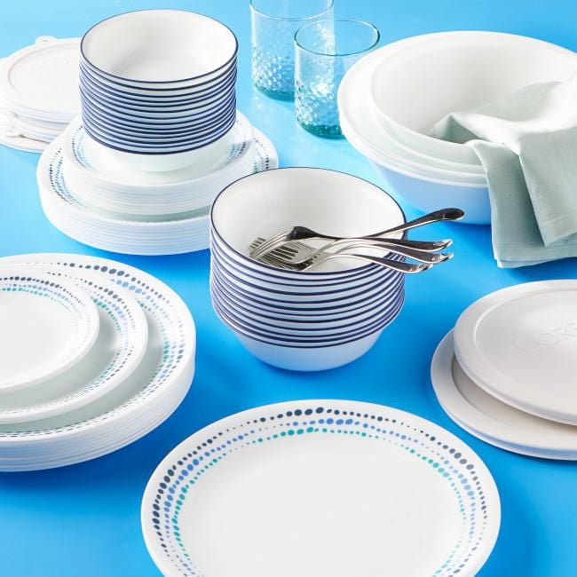 Corelle Ocean Blues 12-Piece Glass Dinnerware Set (Service for 4