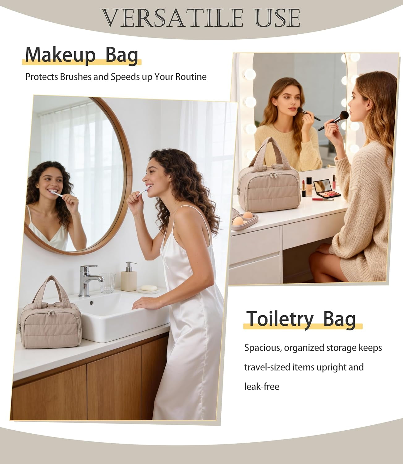 Cloud Carry Bag,Travel Toiletry Bag for Women, Large Puffy Cosmetic Bag with Wet-Dry Separation and Multiple Pockets for Organized Essentials