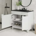 thumbnail image 2 of Sink Vanity Cabinet, White Black, Melamine Wood , Hotel Bedroom Bathroom, Modern Contemporary HB36126, 2 of 11