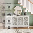 thumbnail image 4 of 60" Antique Buffet Cabinet with Floral Carved Doors, TV Stand for 65 Inch TV, Sideboard Cabinet with Adjustable Shelves, Antique White, 4 of 9
