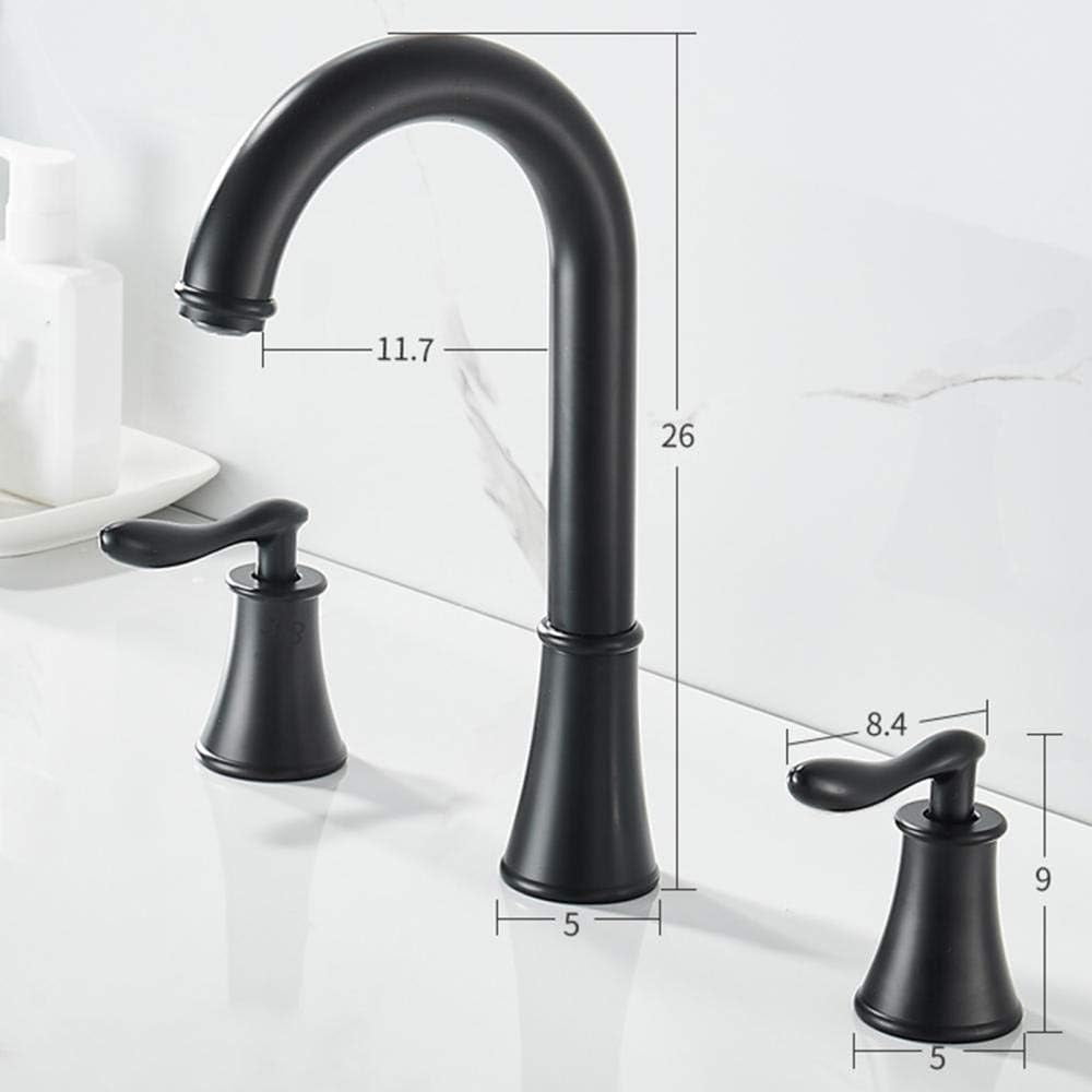 Bathroom Sink Faucet 3 Hole Black Hot and Cold 360° Rotation Brass Bathroom Faucet for Sink