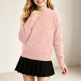 thumbnail image 2 of Wilark Girls Crew Neck Sweaters Knitted Thermal Casual Long Sleeve Fall Winter Tops Pink 4 T, 2 of 7