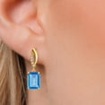 thumbnail image 3 of Gem Stone King 14K Yellow Gold Swiss Blue Topaz and Lab Grown Diamond Earrings for Women | 5.05 Cttw | Gemstone November Birthstone | Octagon 9X7MM, 3 of 6