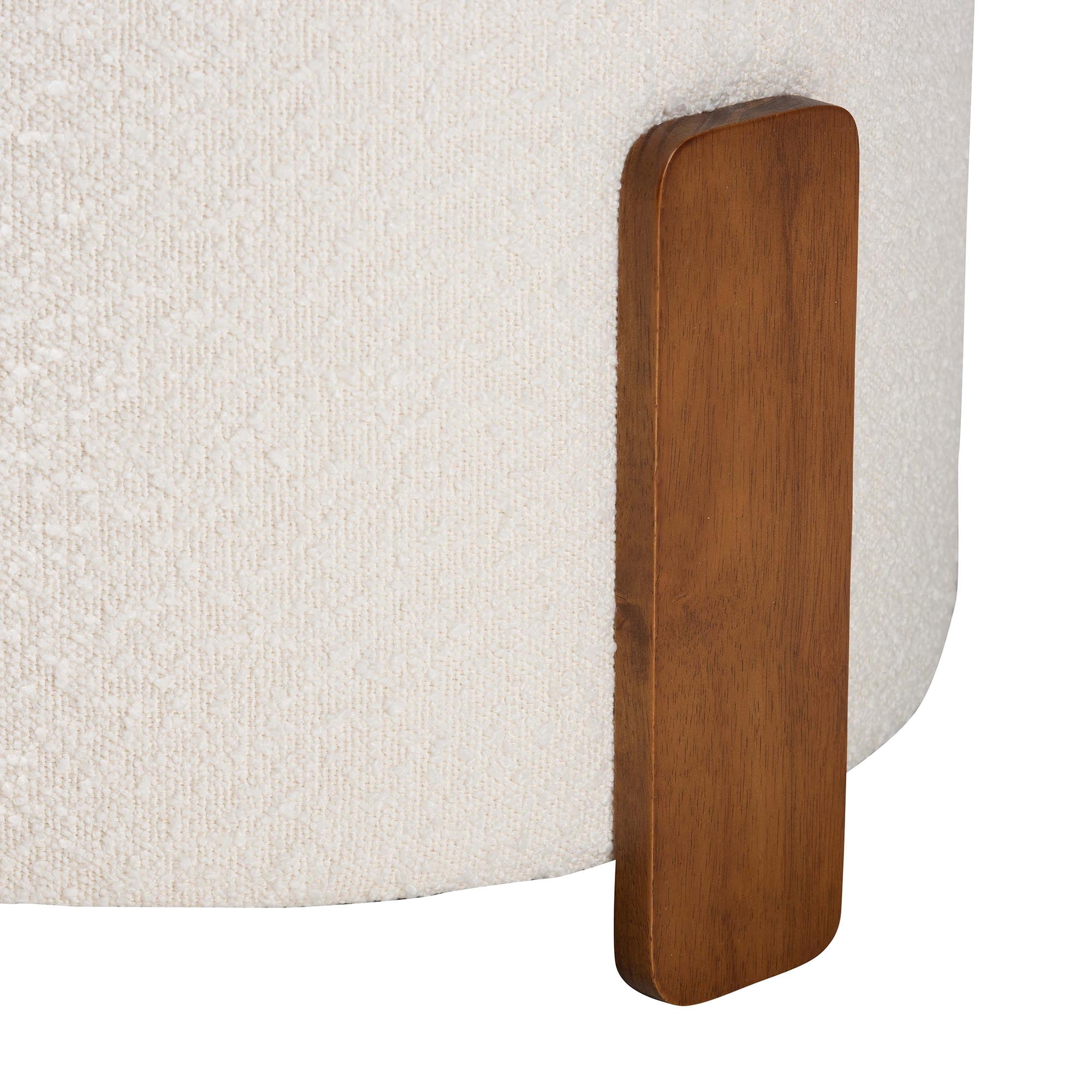 Baxton Studio Finlay Japandi Footstool, One Size, Walnut Brown