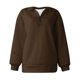thumbnail image 4 of ICHUANYI Clearance Fashion Women Casual Pure Colour Lapel Neck Long Sleeve Loose T-Shirt Blouse Pullover Tops(Coffee, XXL) ICHUANYI WER2023080909368, 4 of 6