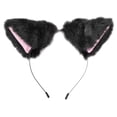 thumbnail image 2 of Diademas para mujer, diadema cuadrada con orejas largas, bonitos accesorios de cosplay, pelusa negra con clip interior para las orejas., 2 of 3