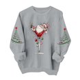 thumbnail image 2 of VKOYWKM Oversized Christmas Sweatshirts for Women Xmas Holiday Long Sleeve Crew Neck Sweatshirt Christmas Wine Glass Graphic Pullover Tops, 2 of 8