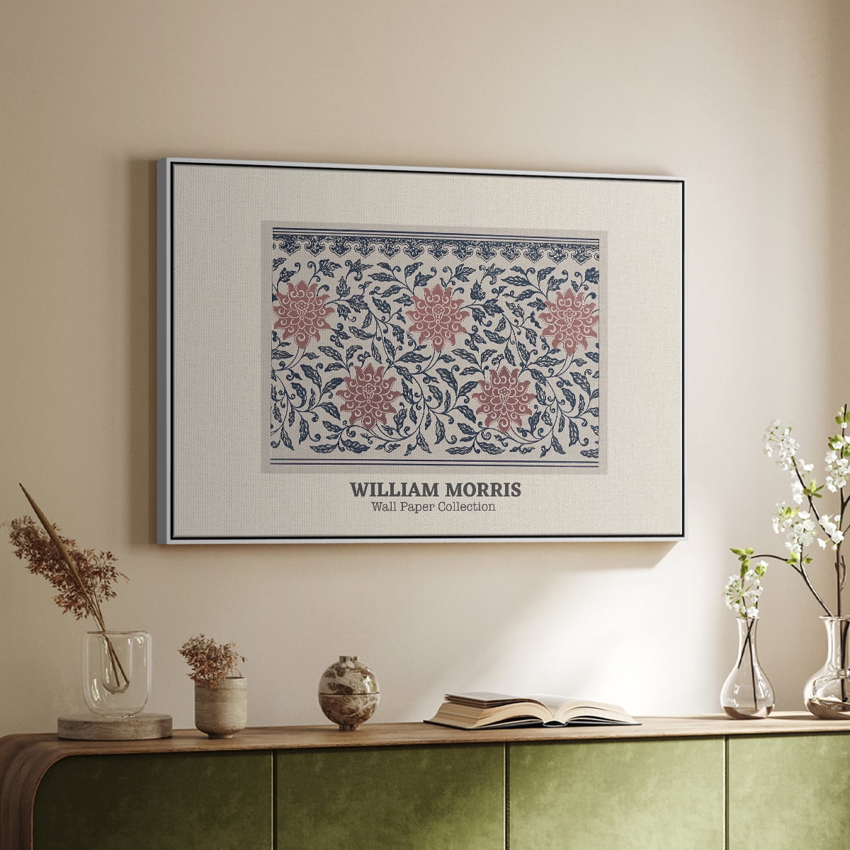 Vintage Abstract Print-XLIV Framed in White Wood Gallery Wrapped Canvas 27 in. x 41 in.