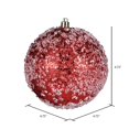 thumbnail image 3 of Vickerman 4.75" Plastic Hail Ball Ornaments in Glitter Red (Set of 4), 3 of 3