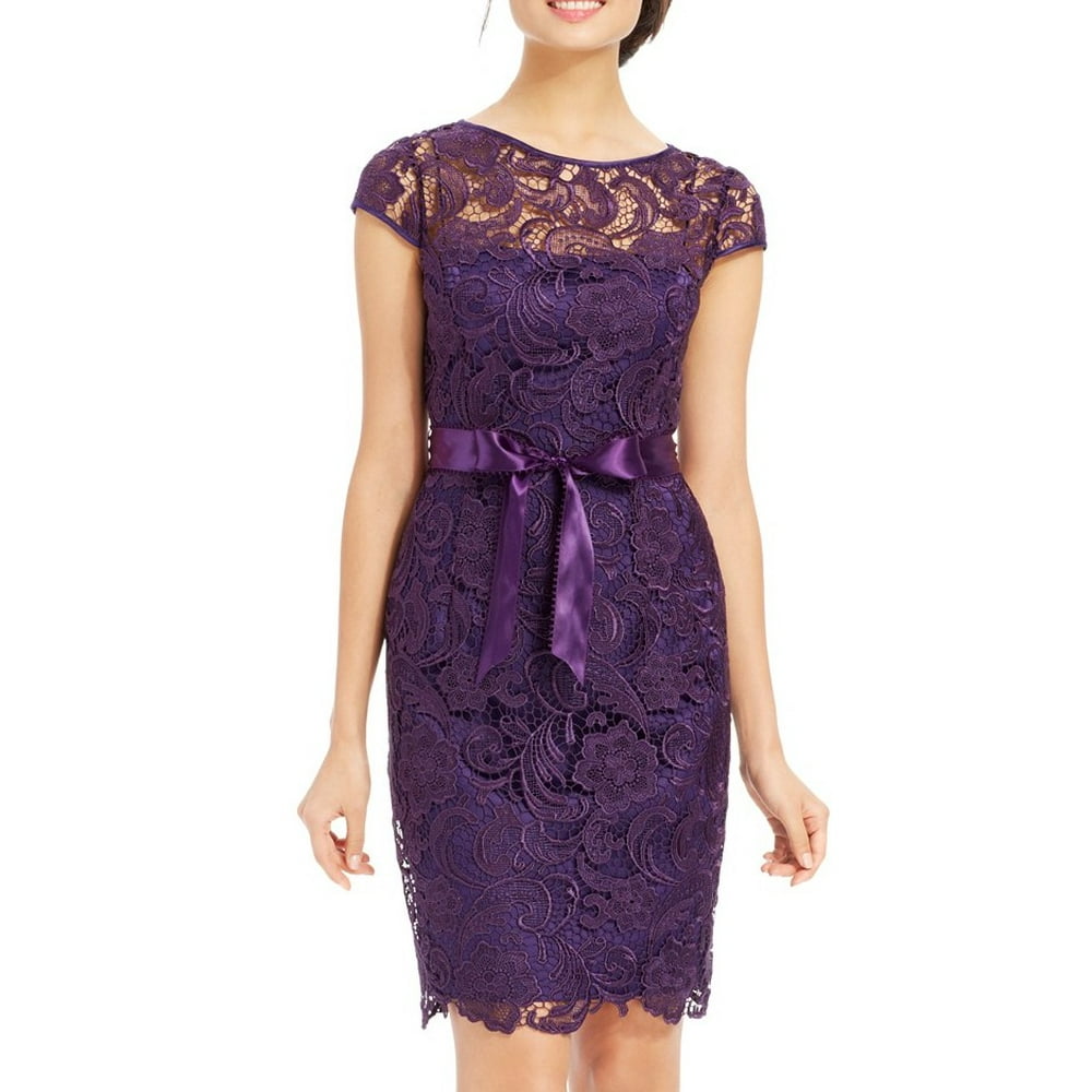 Adrianna Papell - Adrianna Papell NEW Purple Womens Size 12 Floral Lace ...