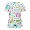 thumbnail image 3 of TAIAOJING Women Scrubs Tops Short Sleeve V Neck Floral Printed Top Nursed Working T Shirts Blouse With Pockets, 3 of 4