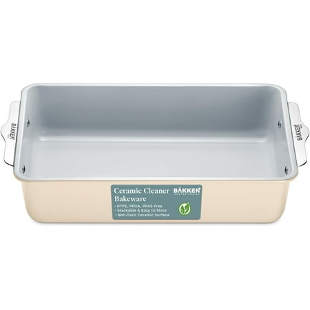 Bakken- Swiss Premium Non-Stick Ceramic 8"x15.5" Rectangle Pan - Aluminized Steel with Ceramic Non-Stick Coating, Non-Toxic, Perfect for Lasagnas, Brownies, and More - Teal