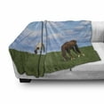 thumbnail image 3 of Minnesota Soft Flannel Fleece Throw Blanket, 2 Horses Grazing on a Green Meadow on Top of Rural Minnesota Hills Image Print, Cozy Plush for Indoor and Outdoor Use, 60" x 80", Multicolor, by Ambesonne, 3 of 6