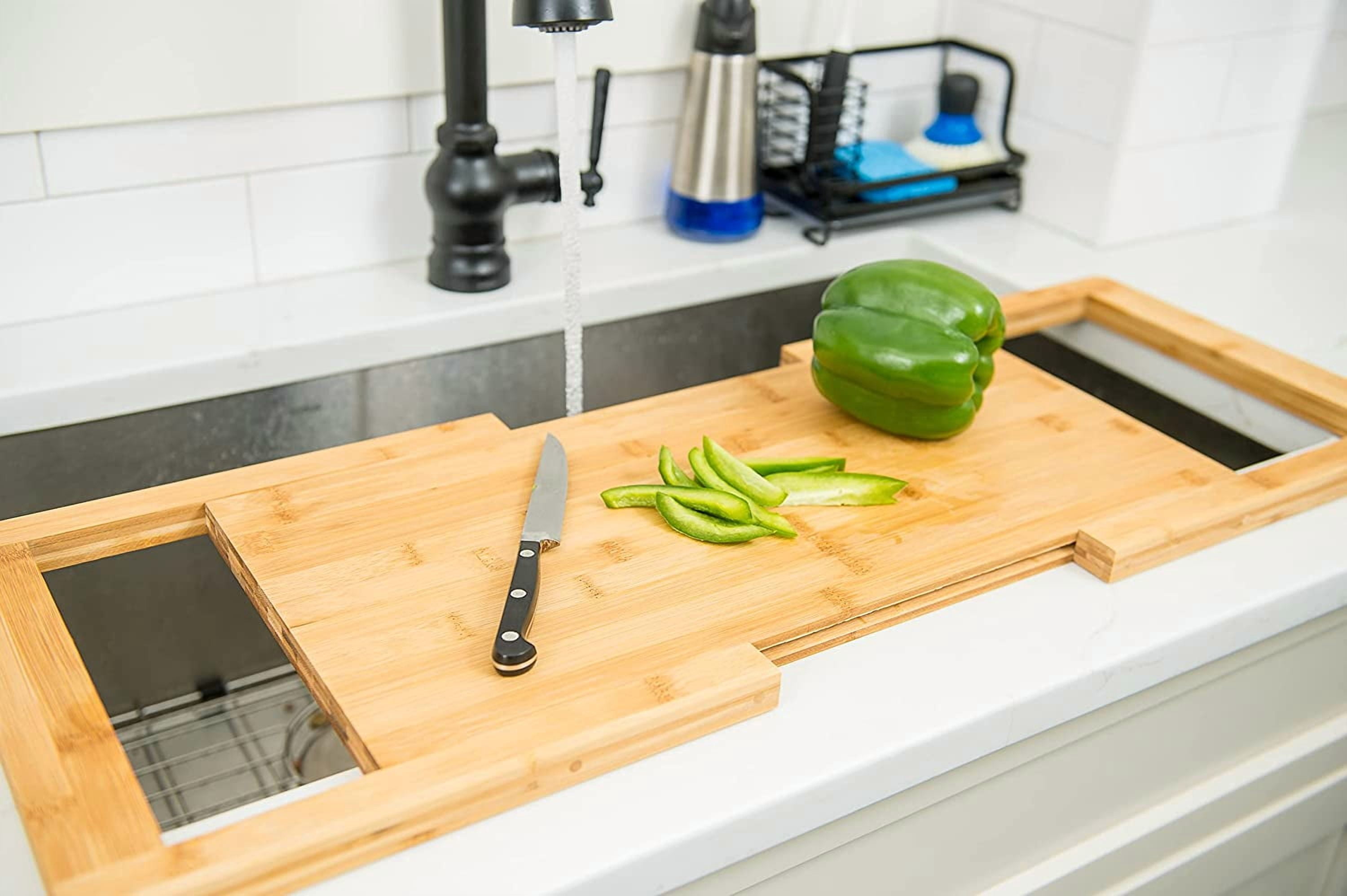 Lipper International Bamboo Over-the-Sink Expandable Cutting Board, 34" x 11 1/2"