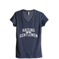 thumbnail image 1 of Raising Gentlemen Women's Fashion Relaxed V-Neck T-Shirt Tee Heather Navy Small, 1 of 3