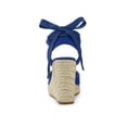thumbnail image 2 of BLISSFUL STEP Women's Shoes Espadrille Wedge High Heel Round Toe Sandals Royal Blue 5.5, 2 of 7