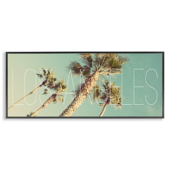Stupell Industries Los Angeles Palms Town & City Painting Black Framed Art Print Wall Art, 24 x 10