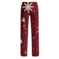 thumbnail image 4 of Women's Casual Fashion Christmas Pajama Pants, Long Sleepwear Trousers for Sports and Home Use, Comfortable and Soft Material for Nightwear and Lounging,Wine,3XL, 4 of 6