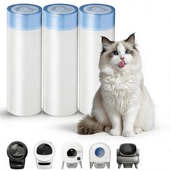 3pcs Count Cat Litter Box Liners Compatible with Litter Robot 3 & 4, Cat Litter Liners for Automatic Litter Box, 10-12 Gallon Heavy Duty Waste Bags with Drawstrings, 25.19" x 15.7"