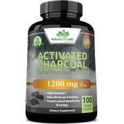 Activated Charcoal Capsules - 1,200 mg Highly Absorbent Helps Alleviate Gas & Bloating Promotes Natural detoxification Derived from Coconut Shells - per Serving - 100 Vegan Capsules