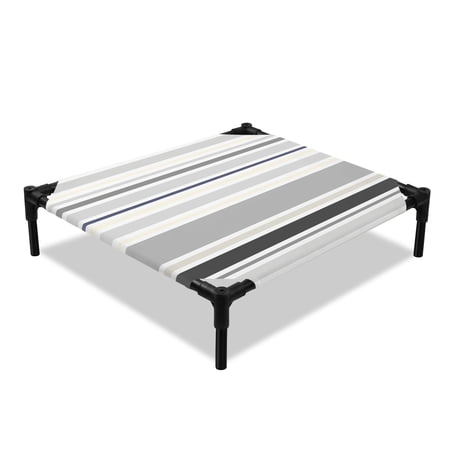 Gray Ombre Stripes Elevated Dog Bed Lines Art Cooling Breathable Outdoor Raised Dog Cot Bed with Metal Frame Non-Slip Feet for Small Dog 20x20in