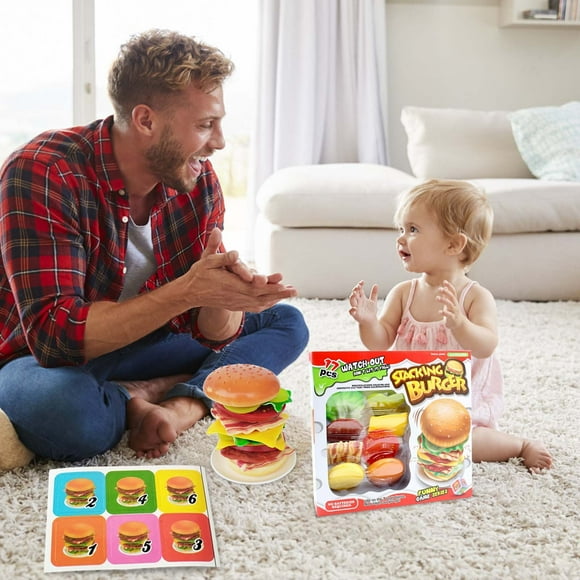 YYHQDS Children's Burger Game Toy, Big Stomach Burger Stacking Toy, Parent-Child Interactive Game, Fun Food Toy for Kids, Family Game Night Clearance Sales Today Deals Prime