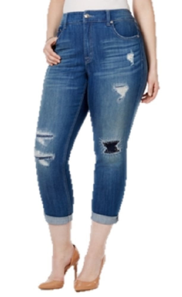 womens ripped capri jeans