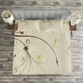 thumbnail image 3 of Ambesonne Dragonfly Quilted Bedspread Set 3 Pcs, Bouquet Shabby Plant, King Size, Tan Brown Pale Pink, 3 of 3
