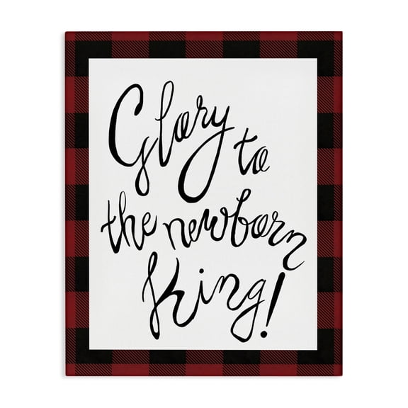 Stupell Industries Farmhouse Glory to Newborn King Plaid Christmas Canvas Art, 16 x 20, by Elizabeth Medley